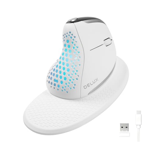 Image of DELUX Seeker Ergonomic Vertical Wireless Mouse with OLED Screen (M618XSD)