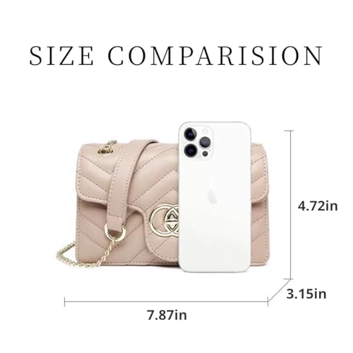 Quilted Crossbody Bag Vegan Leather Trendy Shoulder Purse with Chain Strap Stylish Clutch Purse for Women Ladies4