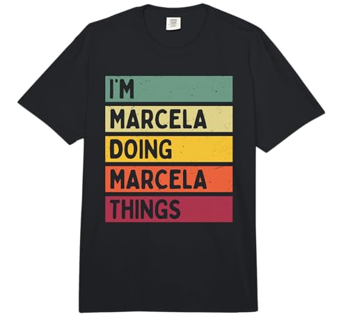 Detto sarcastico in colori retrò e vintage con testo invecchiato, divertente idea regalo personalizzata per tutti con umorismo, sarcasmo e nome Marcela.