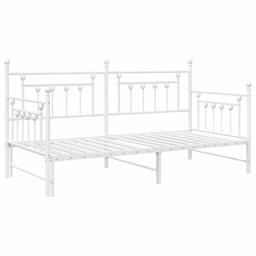 vidaXL Struttura Letto Bianca con Trundle 90X200 cm Costruzione Durevole Ideale per Camera Ospiti Design Moderno Soluzione Salvaspazio per Piccole Stanze Letto Matrimoniale Compatto Singolo
