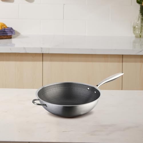 Wok de Acero Inoxidable SHOWERORO con Mango Doble miniatura 6