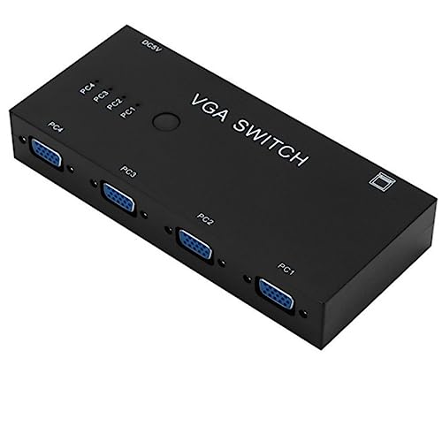Suckoo 4 Way VGA Video switcher 4 in 1 Out 1 in 4 Out bi Directional interconvertible HD Video Sharer Bandwidth 500Mhz Computer Host External VGA TV Monitor Projector selector Switch Box 1920@1080P