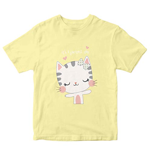 Image of Girls' Regular Fit T-Shirt It's A Purrfect Day 100% Cotton Girl's T-Shirt