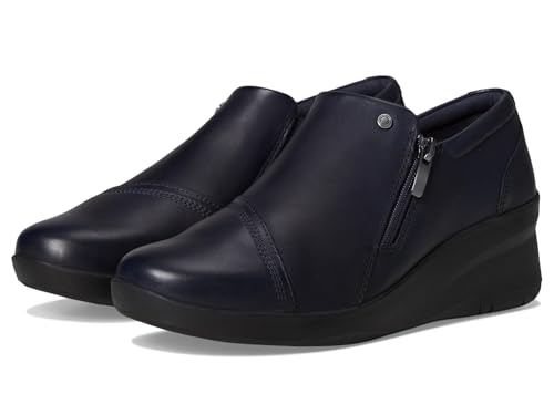 Image of Clarks Womens Suttyn Zip | Leather, Cushioning, Zipper, Casual, Zipper