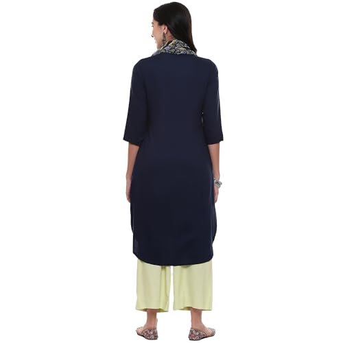 Image of BIBA Women Rayon flax Straight Kurta Palazzo Suit Set