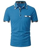 GLESTORE Poloshirt Herren Kurzarm Golf PoloHemd Männer Poloshirts Sommer Polo Hemden T Shirt Blau XL