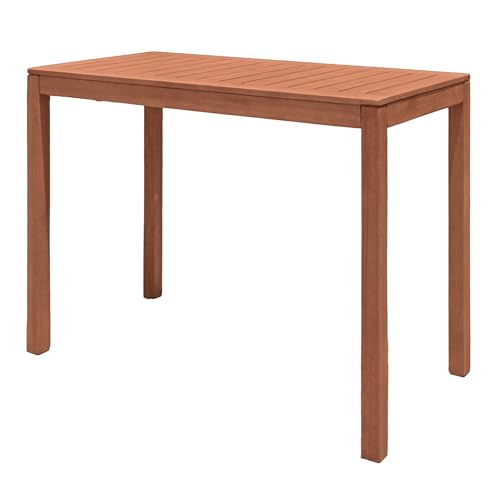 Table haute de jardin en eucalyptus huilé - Charge maximale : 25 kg - 120 x 60 cm - Table de bar d'extérieur en bois massif FSC - Marron - Table haute -...