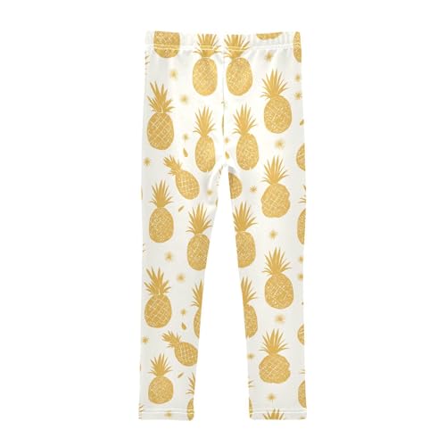 KLL Gold Glitter Pineapples Little Girls Leggings Stretchy Full Length Activewear Running2