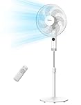 Midea MFS400R0APW Ventilatore a Piantana 50W Ventilatore Silenzioso con Display LED Telecomando Ventola a 7 Pale Oscillazione Grande 8H Timer 3 Livelli di Velocità