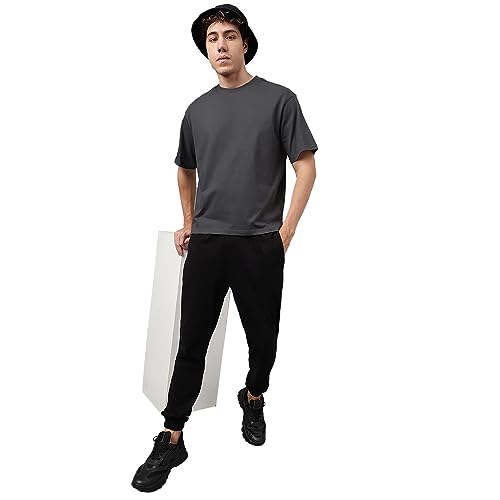 Image of Free Authority Loose Fit Solid Black Tshirt for Men