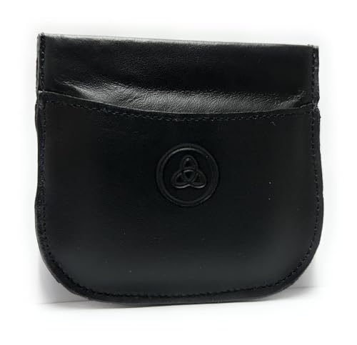 Lugupell Cuero Taco Monedero Piel Genuina Auténtica con Fleje para Hombre y Mujer (Negro)