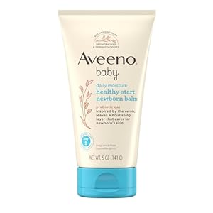 Aveeno Baby Healthy Start Nourishing Newborn Balm, Hypoallergenic Baby Skin Balm with Prebiotic Oat Leaves a Nourishing Layer to Care for Newborn Skin, Fragrance-Free, 5 oz