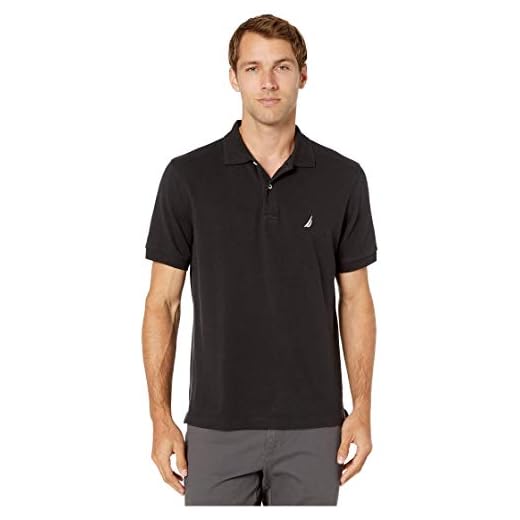 Nautica Camisa polo masculina de algodão piquê de manga curta, Preto verdadeiro, XG