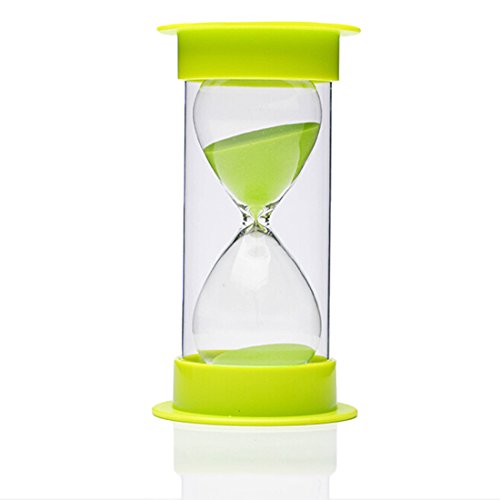 AblueA Sand Timer, 10 Minutes Plastic Sand Clock Hourglass for Outdoor Home Kitchen School Office Desk End Table (Green Caps and Green Sand)