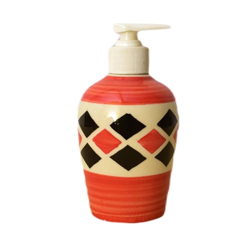 Image of Ceramic Liquid Soap Dispenser, 300 ml, Red Berry | Refillable Pump Bottle for Hand Wash, Lotion, Shampoo & Kitchen Use, 2 Pieces