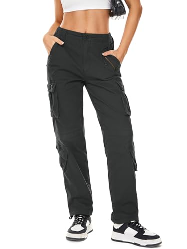 Womens Cargo Army Combat Work Pants with 8 Pockets Casual Cotton Ripstop Construction Pants