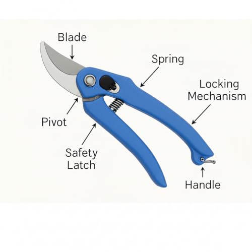 Image of Hand Pruner Cutter - 1 Piece (Blue Colour) | Heavy Duty Gardening Tools Grass Cutter, Plant Cutter for Home Garden, Wood Branch Trimmer, Garden Tools Accessories (Steel Blades, Assorted)