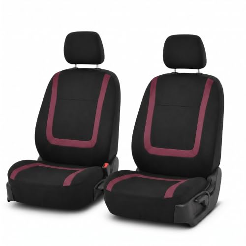 Image of FH Group Car Seat Covers Front Set in Cloth - Car Seat Covers for Low Back Car Seats with Removable Headrest, Universal Fit, Automotive Seat Covers, Car Seat Cover for SUV, Sedan, Van Burgundy