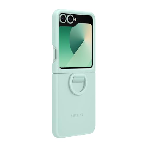 Samsung Galaxy Z Flip 7 FE, Flip 6 Silicone Phone Case, Protective Cover with Built-in Ring, Nonslip Grip, Slim, Soft, Comfortable Design, US Version, Mint