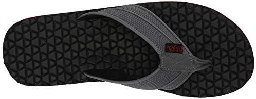 FLOJOS Men's Badlands Flat Sandal, Gray/Black/RED, 11 | Image 4