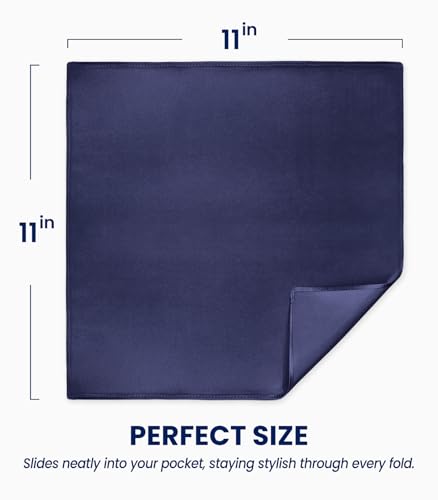 Image of Selected Hanky 100% Pure Silk Pocket Square for Men | 100% Mulberry Silk with hand-rolled edges; pairs with a suit, blazer, or tuxedo for weddings, formal events, and daily wear.