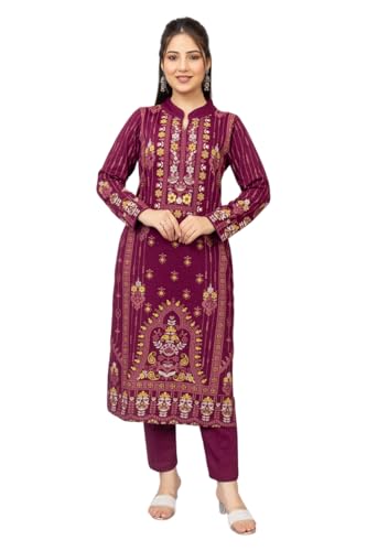 Image of HIFZAA Woollen Winter wear Kurti Palazo Set for Womens Warm Kurta Suit for Ladies Pure Wool M to 4XL