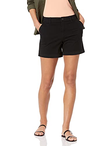 Amazon Essentials Damskie szorty o średnim wzroście slim fit 13,5 cm nogawki khaki (dostępne w prostych i krągłych krojach), czarne, 12