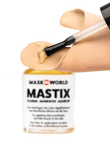 Maskworld Mastix Hautkleber Pinselflasche 10ml - Kleber für falsche Bärte, Haare, Elfen-Ohren - Theater, Film, Make-Up Artists, LARP, Halloween