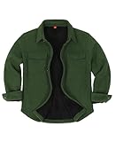 ThCreasa Unisex Boys Girls Winter Fleece Jacket Sherpa Lined Cute Flannel Shacket Christmas Dress Shirt Army Green L 10-12