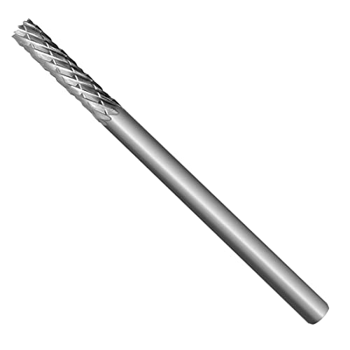 HAUTMEC Tungsten Carbide Rotary Burr Bit – 1/8 Shank, Double Cut Tungsten Rotary File for Die Grinder, Professional Grade, Suit for Metal Carving, Grinding, Engraving & Deburring - HT0200