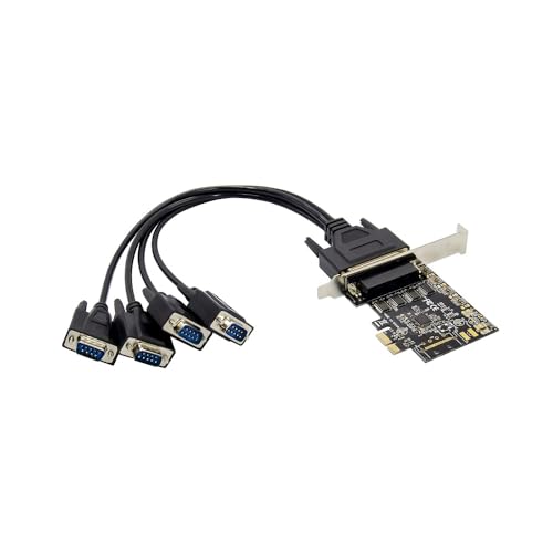 X-MEDIA XM-PEX-4S PCI-E 4-Port DB9 Serial/RS232 PCI Express (PCIe x1) Controller Card with Break-Out Cable | ASIX AX99100 Chipset | 16C450/16C550/16C650/16C750/16C950 UART
