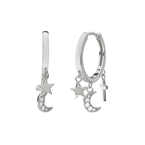 Boucles d'oreilles lune étoile argent pour un style bohème chic