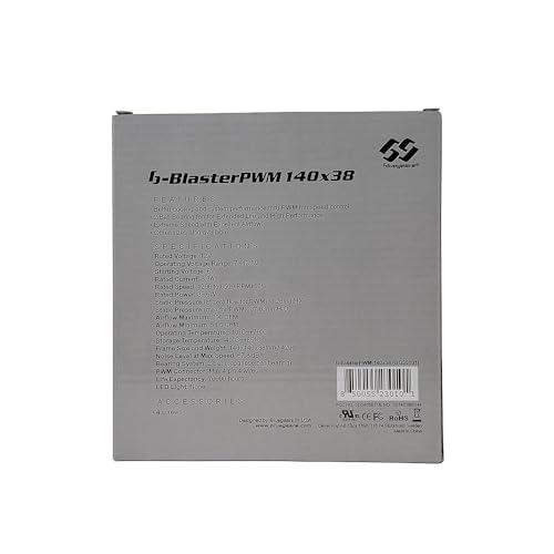 Image of b-BlasterPWM 140x38 2Ball PWM High Speed Fan ranging 1200 to 6500 RPM with 398 CFM. UL, CE, FCC, RoHS, Reach Certified High Speed PWM Fan,Black