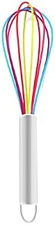 Yuzhou 1 PC Silicone Whisk, Kitchen Tipped Whisk Silicone Balloon Whisks Egg Beater Colourful Whisk Egg Stirrer with Stainless Grip Handle for Baking Cooking Mixing (10 inch)