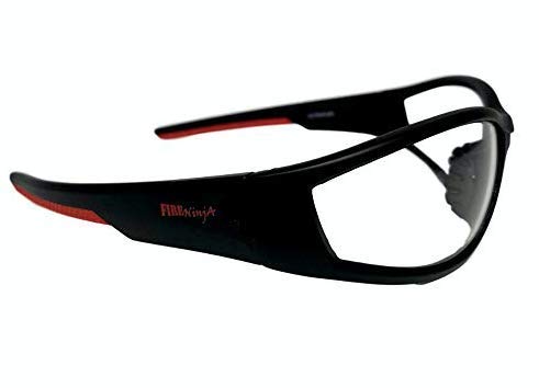 FIRE NINJA- Safety Gl Clear Anti Fog Scratch Resistant UV Protection Anti-Impact | Wrap Around Lenses | For Construction, Shooting, Yard Work, Woodworking, Labs Hazmat & Approved W/Case