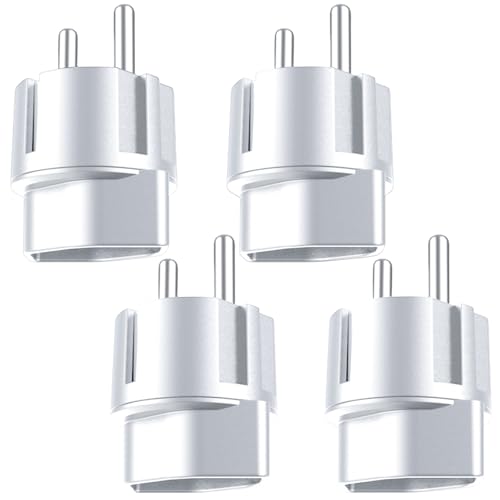 Lot de 4 adaptateurs Suisse/Liechtenstein vers prise européenne : adaptateur de voyage fiche suisse 3 broches vers prise 2 broches DE/FR/IT/ES