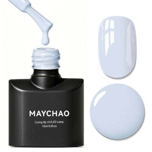 MAYCHAO 15ML Baby Blue One Step Gel Nail Polish 5-in-1 Base Coat,...