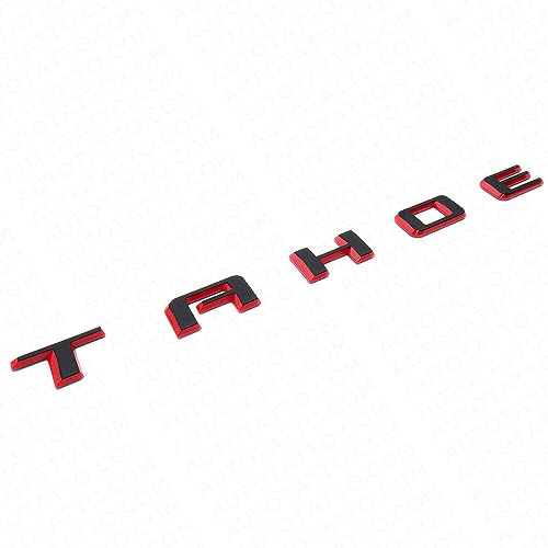 Image of 1Pc 2021+Tahoe Liftgate Nameplate 3D Badge Letter Logo Emblem RST Replacement for Tahoe (Black Red)