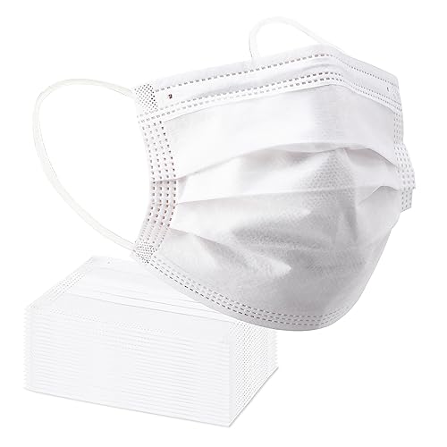 Image of Borje White Disposable Face Masks 100 Pcs White Face Mask 3 Ply Protection Masks