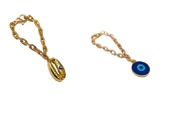 Morel Sturdy Rose Gold Watch Charm of Blue Evil Eye and Evil Eye Shell Pendant, Watch Charm, Watch Accessories, Giftable for Wife, Sister or Friends Pack of 2 (B09ZH4J7GV) Amazon Price History, Amazon Price Tracker