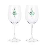 Vipush Christmas Wine Glasses Set of 2-19 Oz Drinking Cups with Snowflake Crystal Xmas Holiday Wineg