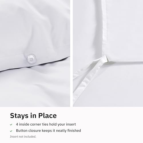 Image of California Design Den Oversized King Duvet Cover Only - Winner Good Housekeeping Best Bedding Awards 2025, Premium 400 Thread Count Sateen, 100% Cotton Duvet Cover, Button Closure & Corner Ties -White