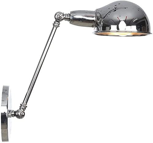 Aplique de pared LED cromado con brazo oscilante ajustable para dormitorio