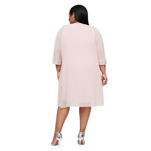 Image of S.L. Fashions Women's Plus Size Chiffon Tier Jacket Dress with Beading Detail