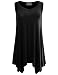 BIADANI Women's Hidden Side Pockets Sleeveless Unique Sharkbite Hem Tunic Top Black X-Large
