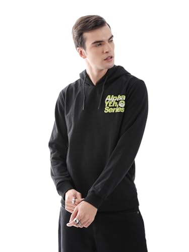 Image of The Indian Garage Co Men Regular Fit Typography Overhead Hooded Sweatshirt