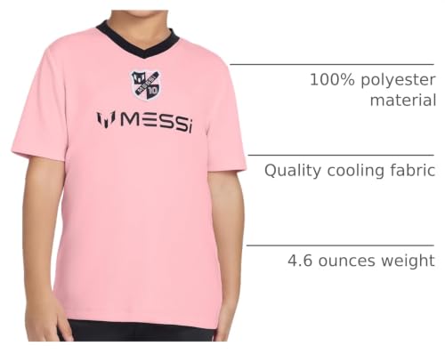 Image of Messi Boys' Lifestyle Short Sleeve Top, Loose-fit V-Neck Shirt with Logo, Comfortable