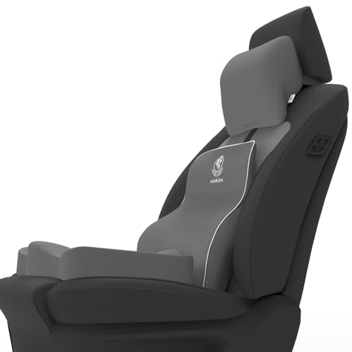 Image of MRRON Memory Foam Posture Corrector Car Seat Cushions Combo | Orthopedic Backrest, Coccyx Cushion & Neckrest | Ergonomic Lumbar Comfort Seat Cushion | Reduces Sciatica, (Grey, Long Back)