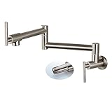 Cinwiny Brushed Nickel Pot Filler Wall Mount Kitchen Restaurant Sink Faucet Stainless Steel Stretcha