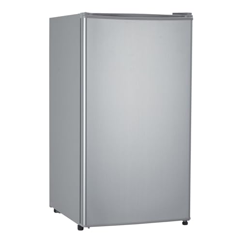 GarveeHome Mini Fridge With Freezer - 4.3 Cu.Ft, Adjustable Thermostat, Reversible Single Door, Ideal for Dorm, Office, Rv, Garage, Apartment, Grey